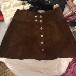 Brown Suede Skirt with Button Details size 4